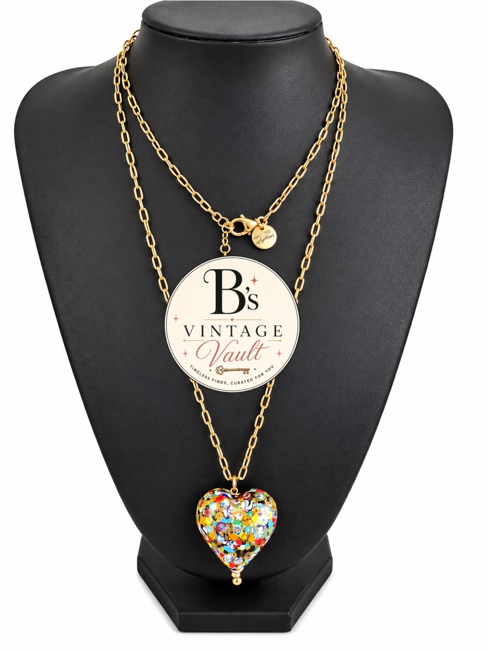 Made in Italy Dyadema Gold Necklace with Multicolor Heart Pendant